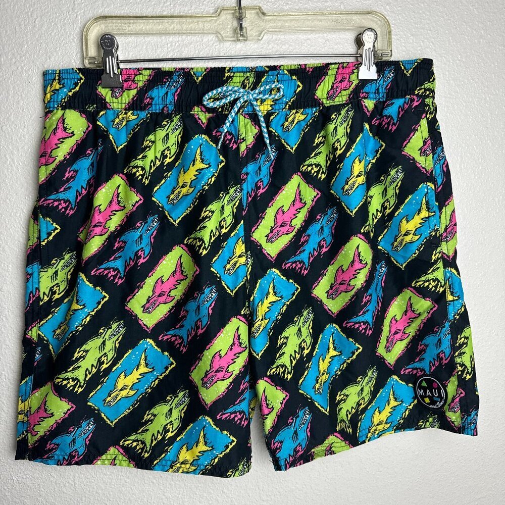 Maui & Sons Swim Beach  Shorts Sharks Print Size L